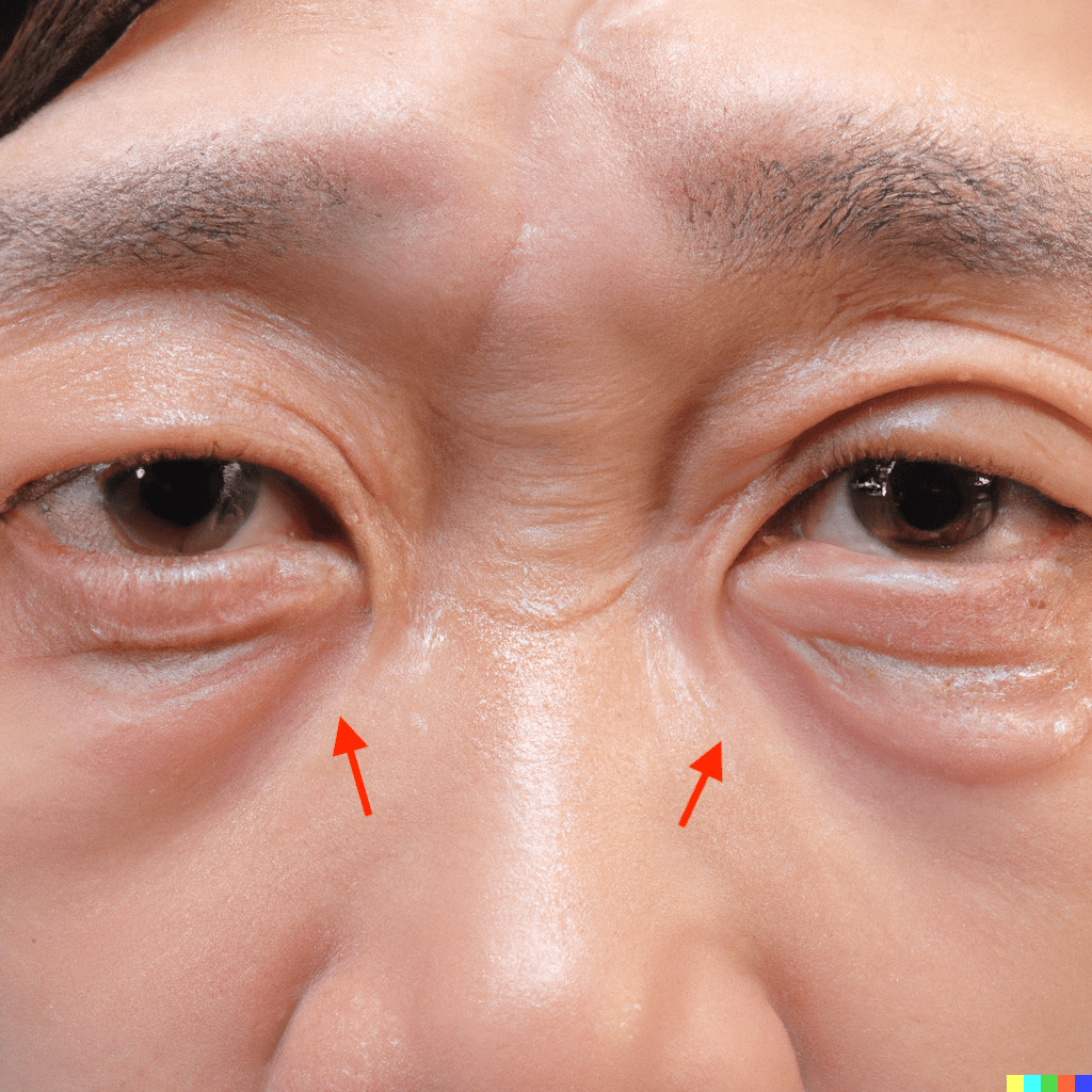 Photo of man with eye bags and tear trough deformity