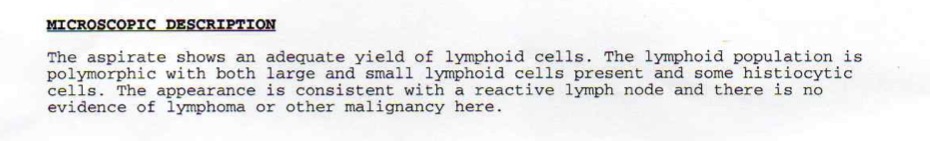 Cytology Report of an enlarged neck lymph node