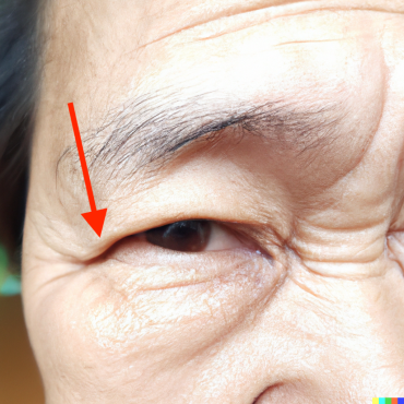 Double eye lid surgery - photo showing man with drooping skin at outer corner of eye